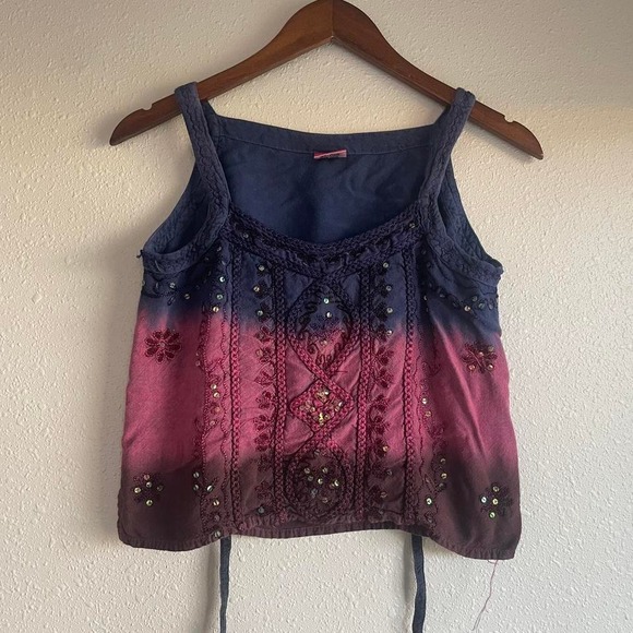 Tops - Vintage 80s /‎ 90s Boho Hippie Sequined Cotton Blouse